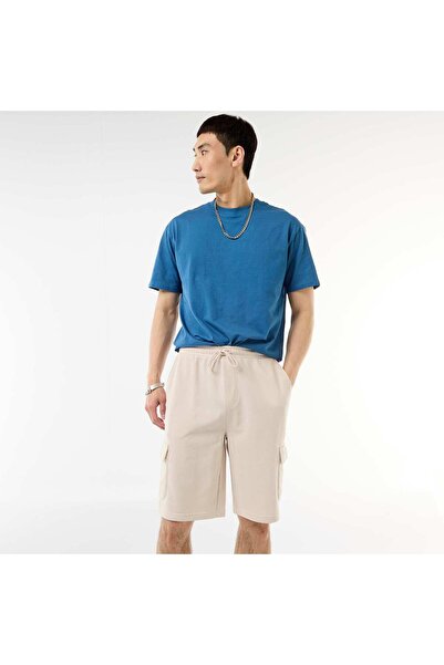 KIABI Lightweight Fleece Bermuda Shorts with Flap Pockets GREY