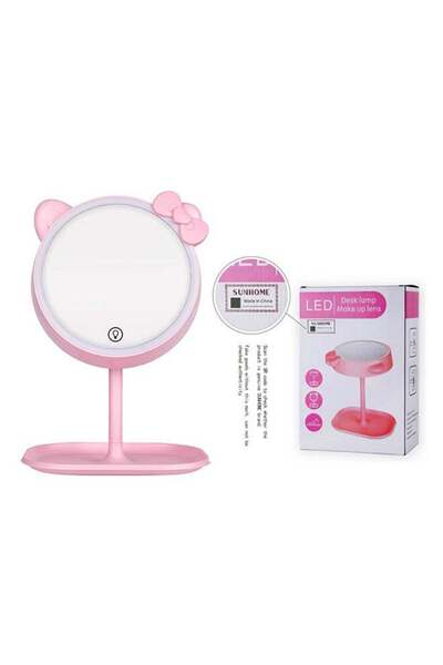Sunhome Rechargeable LED Light Makeup Mirror Table Lamp Pink