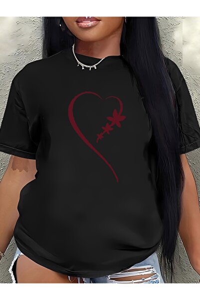 01THEONE Lightweight And Durable Short-Sleeve T-Shirt Featuring Red Heart Des...