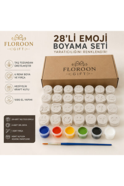 Floroon gift 28'li Emoji Boyama Seti | Mini Taş Tozu Boyama Kiti | Çocuk ve Y...