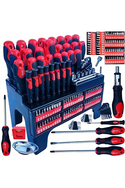Ondragon Set de scule, șurubelnițe, biți, suport, 126 de piese, tavă magnetică