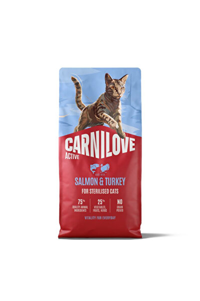 Carnilove طعام القطط الجاف أكتيف بالسلمون والديك الرومي للقطط المعقمة 6 كجم