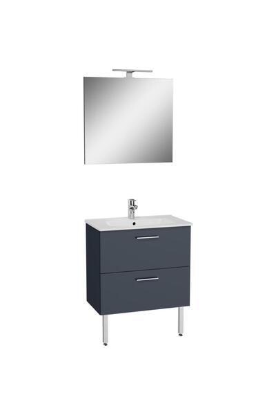 VitrA 66102 Mia Banyo Dolabı Seti Çekmeceli, Ayaklı, 70 cm, Antrasit