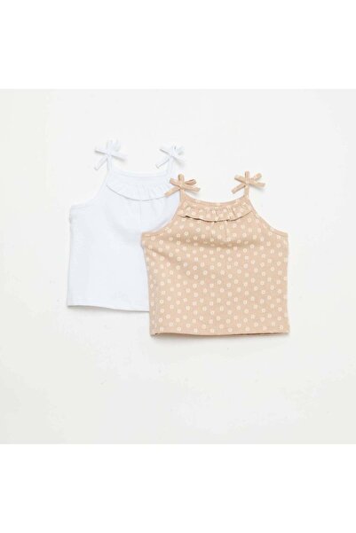KIABI Pack of 2 Strap Tank Tops BEIGE