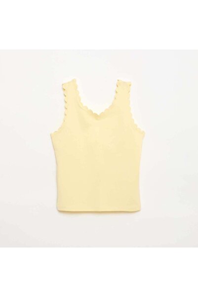 KIABI Solid tank top with wavy edges YELLOW