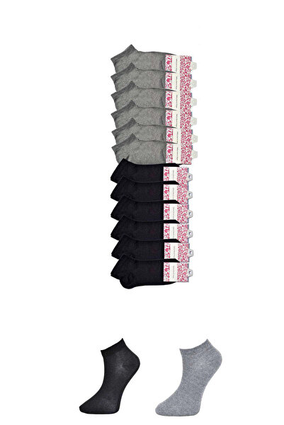 mtm My The Mall Clothing Black and Gray Women's Ankle Socks 12 Pairs