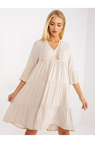 Eight 2 Nine Rochie Dama Maneca 3/4, Oversize, EIGHT 2 NINE, Bej Eleganta Office
