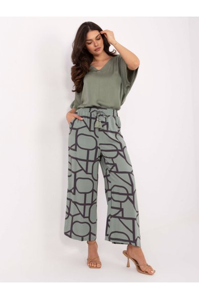 Sublevel Women's Pants, Sublevel, Viscose, Print, Pistachio, model D73771M62237G