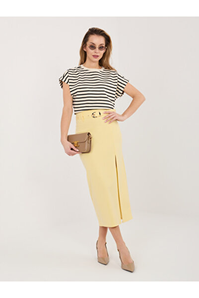 rue parıs Fusta Dama, RUE PARIS, Bumbac, Elegant, Galben deschis, model IT-SD...
