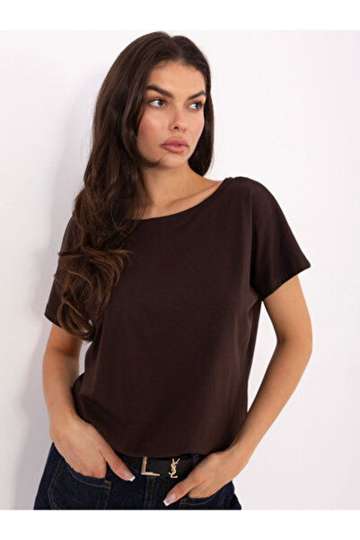 Basic Feel Good Tricou Dama Mini, Decolteu barcuta, BASIC FEEL GOOD, Maro inc...