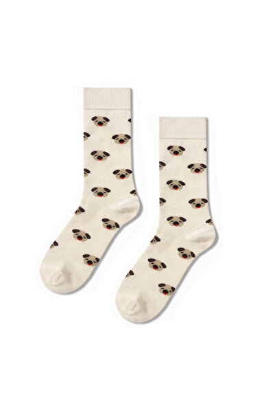 CARNAVAL SOCKS Pug Dog Patterned Cream Unisex Socks