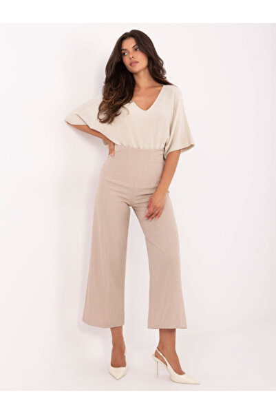 rue parıs Women's Pants, RUE PARIS, Polyester, Elegant, Beige, model IT-SP-FL...