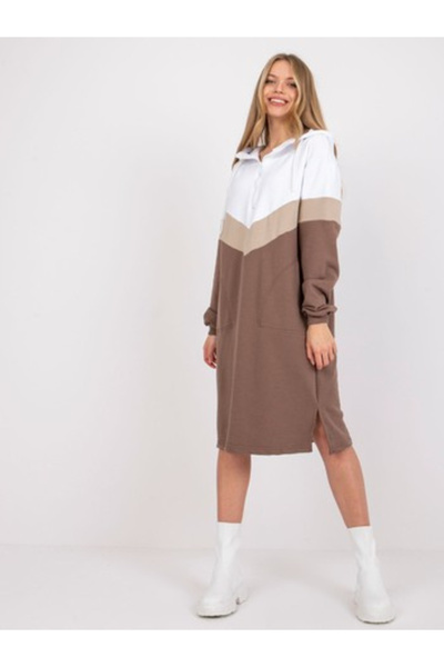 rue parıs Γυναικείο Φόρεμα, RUE PARIS, Βαμβακερό, Φόρεμα Oversized, Καφέ, μον...