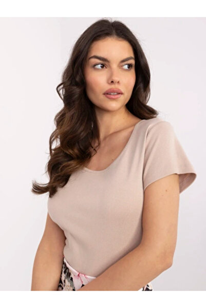 rue parıs Tricou Dama, RUE PARIS, Bumbac, Maneca scurta, Bej, model RV-TS-A55...