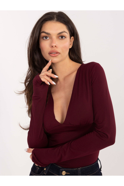 Italy Moda Bluza Dama Maneca lunga, Elegant, ITALY MODA, Bordo de Petrecere M...