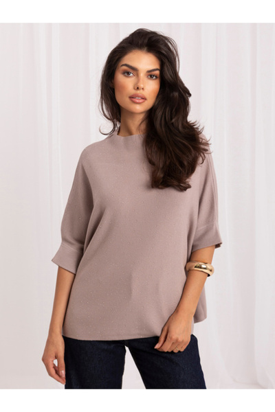 Italy Moda Women's Sweater, ITALY MODA, Viscose, Short Sleeve, Dark Beige, mo...