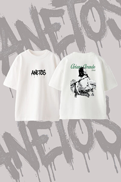 Anetos Ariana Grande_72 Design Back Printed Cotton White Oversize T-Shirt
