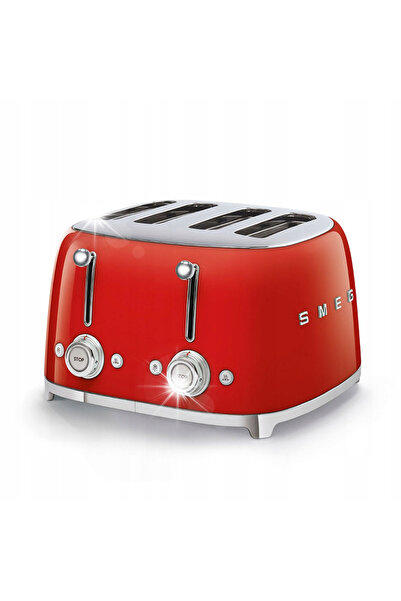 SMEG Prăjitor de pâine cu patru fante TSF03RDEU, Funcție de dezghețare, 2000W...