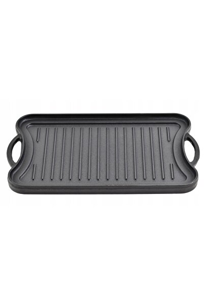 NO BRAND Placă mare din inox 51x26cm, dublă față, grătar pentru focar, tigaie...