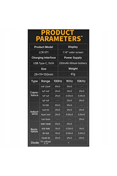 FNIRSI LCR-ST1 Tester SMD cu clemă pentru măsurarea inductanței, capacității ...