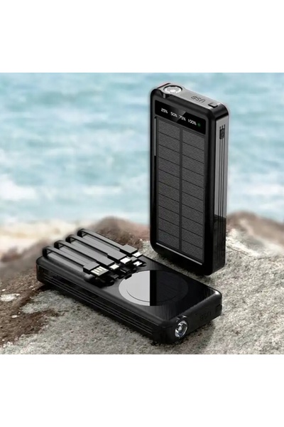 Solar POWER BANK SOLAR 20000mAh 4 cabluri 3 porturi USB lanternă