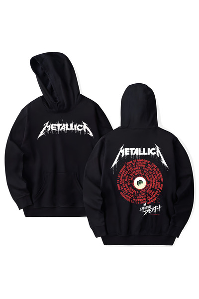 STİL-X Metallica Printed Cotton Long Sleeve 3 Thread Hooded Sweatshirt