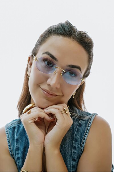 Stil Noktası Tf-Co Frameless Blue Glass Sunglasses