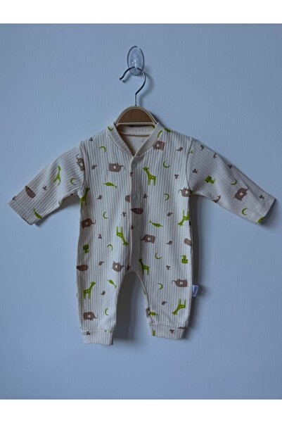 Hayvan Baskılı Manşetli Unisex Tulum