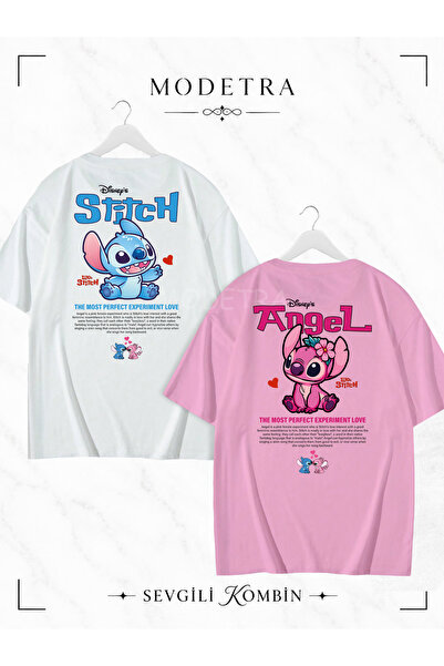 Modetra تي شيرت نسائي ولادي لطيف مطبوع عليه Lilo Angel Stitch Summer Written ...