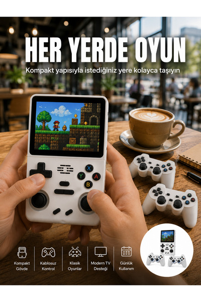 Lisinya Geniş Ekranlı Taşınabilir Retro Oyun Konsolu Yeni Nesil -