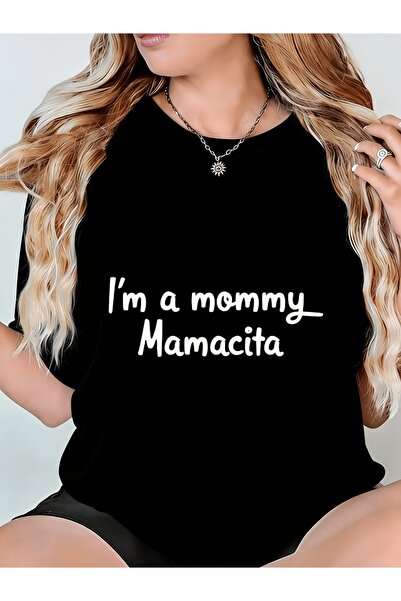 En22 تي شيرت نسائي Im a Mommy Mamacita مريح برقبة دائرية وقابل للغسل في الغسا...