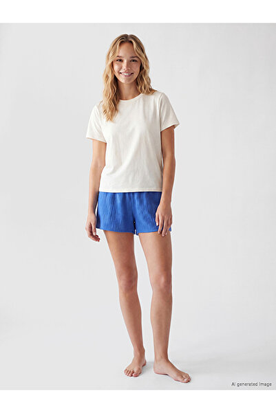 LC Waikiki Blue Elastic Waist Women's Beach Shorts