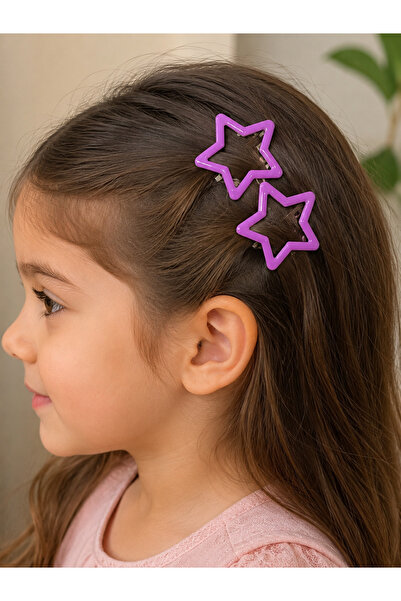 Bymiel Girl's Star-Shaped Snap Clip Set of 2 – Shiny Metal Hair Clip