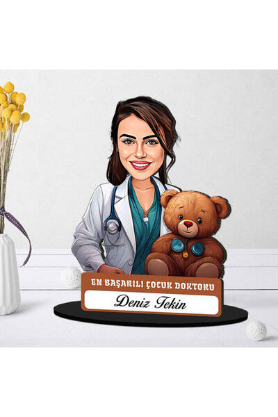 hediyemen En Başarılı Kadın Çocuk Doktoru Karikatürlü Biblo