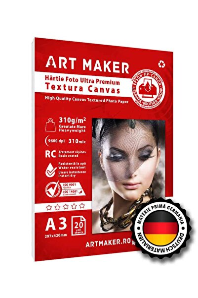 Art Maker Hartie foto cu textura Canvas, 310g/m, rc, A3, 20 coli