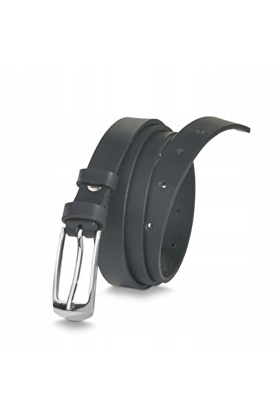 Betlewski Curea de damă din piele, cu cataramă metalică, clasică, îngustă, 110