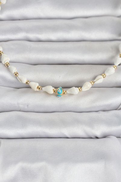 naque Natural Sea Shell Stringed Evil Eye Model Necklace Tj-Bko11118