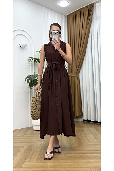 R-Style Linen Shirt Dress