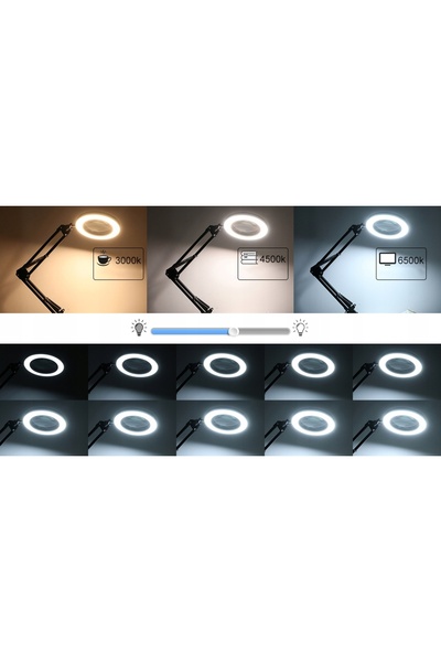 bedee Lampă de birou LED cu lupă 10X, lampă cosmetică, lampă de podea, 3 culori
