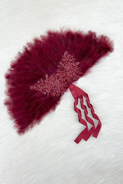 ZEYMERADE Burgundy Bridal Fan, Sparkling Pine Burlap Henna, Bachelorette Part...