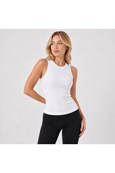 Cosy&Chic Bluză de bază, albă, pentru femei, cu decolteu halter, elastică, ca...