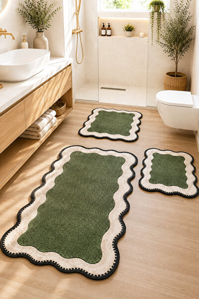 Chilai Home Nehogreen Shape 60x100 50x60 50x60 Kaydırmaz Tabanlı 3'lü Banyo P...