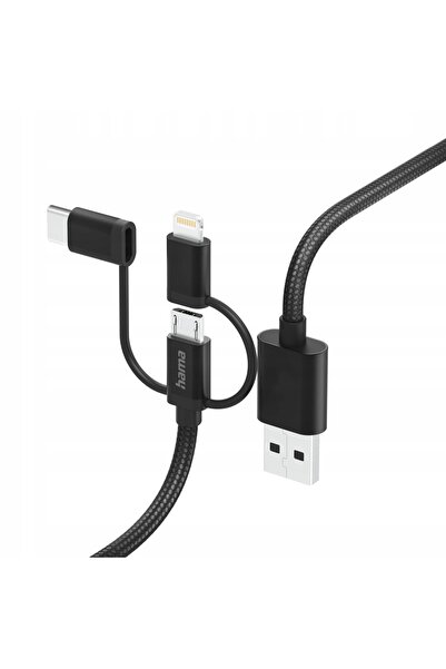 Hama Cablu USB - Lightning/Micro USB/USB Tip-C 201536 1.5 m Negru