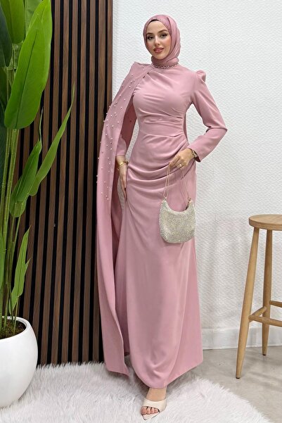 Lamia Giyim Gökben Krep Abiye Soft Pembe