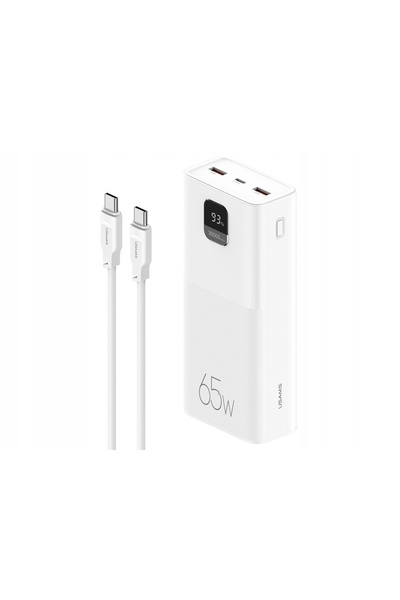 NO BRAND Powerbank USAMS PB68 30000 mAh 65W + Cablu USB-C - USB-C 100W Alb