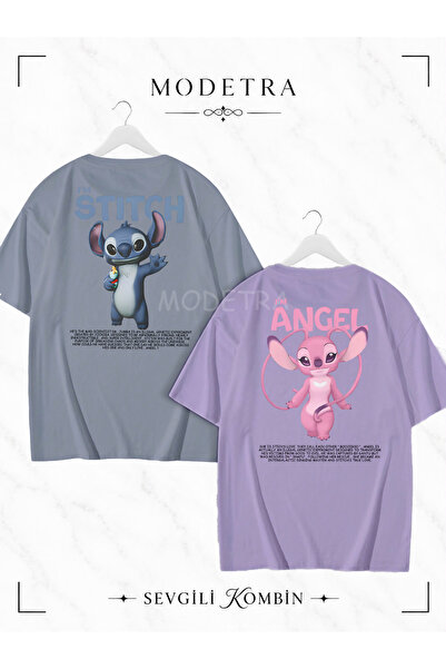 Modetra Women Men Angel Stitch Lilo Stitch Design Printed Back Printed Lover ...