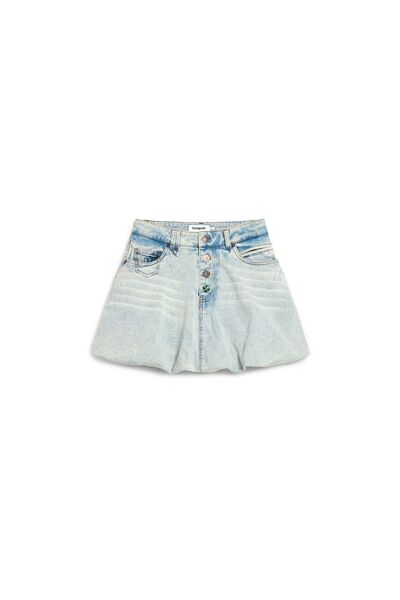 Desigual Fustă din denim pentru femei 26SWFD01 Albastru