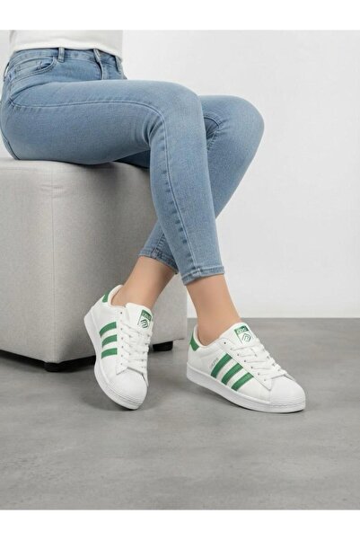 Lütfi Women's White Green Sneaker Daily Orthopedic Sole Walking Sports Shoes