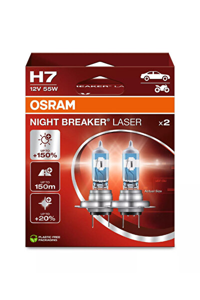 Osram Bec Night Breaker Laser Επόμενη Γενιά H7 12V 55W PX26d Σετ 2 τεμαχίων