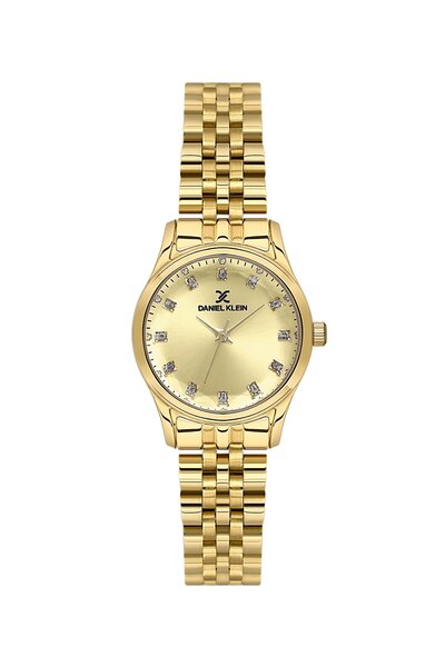 Daniel Klein 28 mm Women's Wristwatch with Yellow Dial and Gold Color Strap, ...